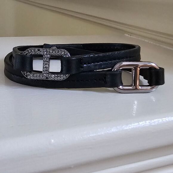 Tory Burch Leather Double Strap Black bracelet - Picture 3 of 4